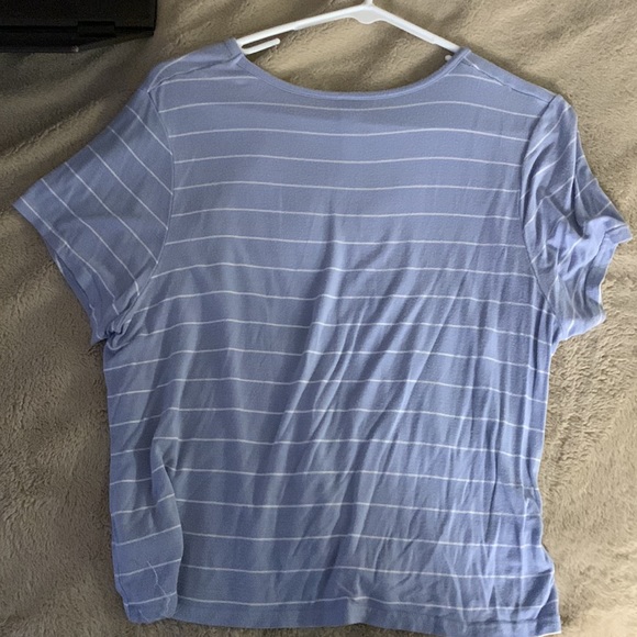 This is a blue and white stripped t-shirt. - Picture 2 of 4